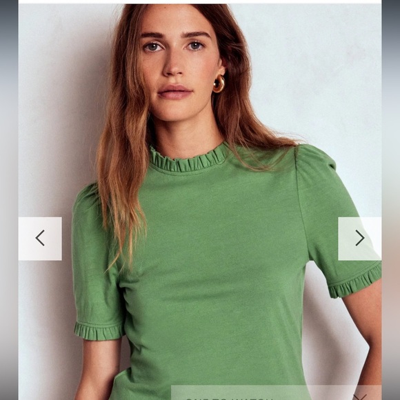 Boden Tops - Boden supersoft frill detail t-shirt dark green size 4 new with tags t1475 GST